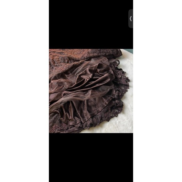 Sue Wong Nocturne Formal Dress Brown Lace Beaded Halter Maxi Size 8 - Picture 6 of 16